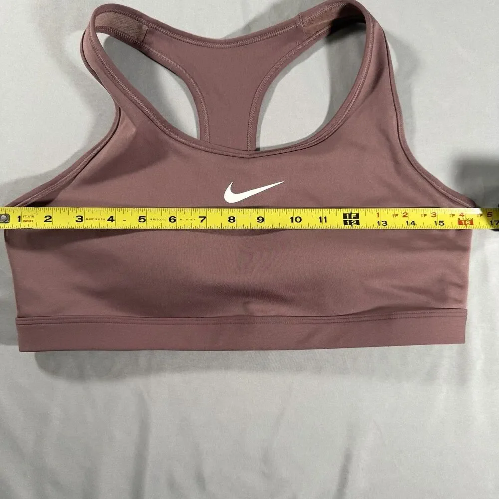 Nike Swoosh DriFit Sports Bra Large Padded Mauve Pink Yoga Workout Athleisure